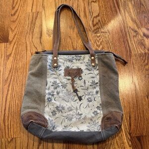Myra Bag Leather and Cotton Canvas Tote